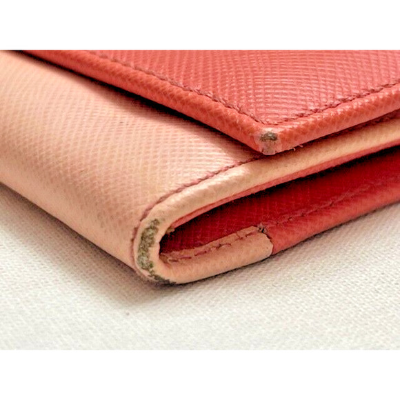 Authentic Prada Saffiano Leather Bifold Long Light Pink 2 tone Wallet w/snaps - Picture 13 of 15